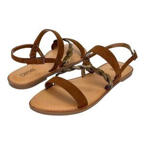 Carlos Santana Radley Brown Faux Leather Slingback Womens Sandals Size 9M